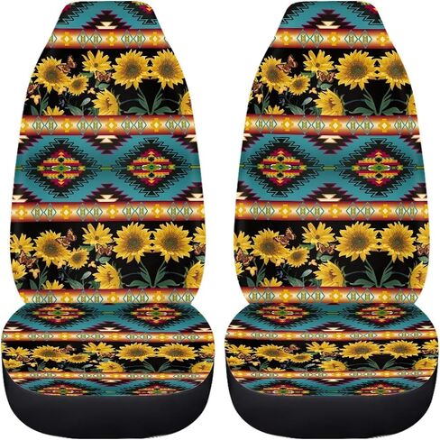 Yellow Floral Front Car Seat Covers White Hibiscus Flowers Print Breathable Car Seats Protector for Front Seats Universal Fit for Most Cars 2 Packs in Saudi Arabia