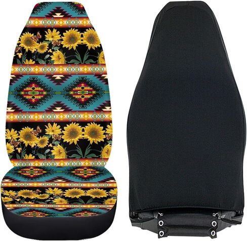 Yellow Floral Front Car Seat Covers White Hibiscus Flowers Print Breathable Car Seats Protector for Front Seats Universal Fit for Most Cars 2 Packs in Saudi Arabia