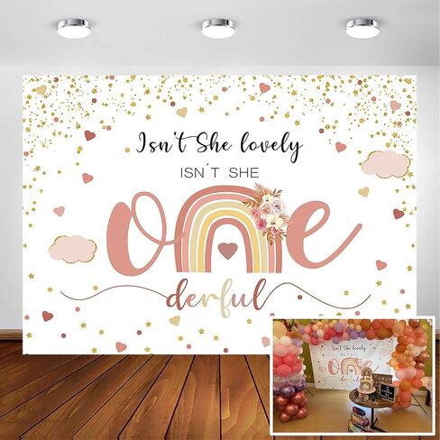 Avezano Boho Rainbow أول عيد ميلاد خلفية لفتاة باستيل قوس قزح 1st عيد ميلاد زينة التصوير الفوتوغرافي خلفية Little Miss Onederful Boho Party Photoshoot Party ديكورات (7x5ft) in Saudi Arabia