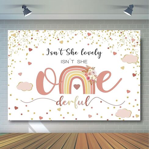 Avezano Boho Rainbow أول عيد ميلاد خلفية لفتاة باستيل قوس قزح 1st عيد ميلاد زينة التصوير الفوتوغرافي خلفية Little Miss Onederful Boho Party Photoshoot Party ديكورات (7x5ft) in Saudi Arabia
