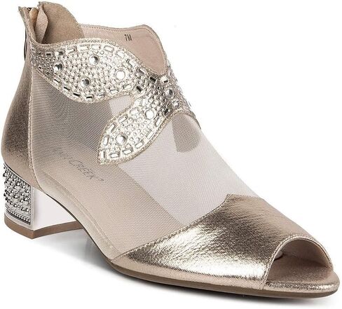 صنادل بكعب 'Nekaise' من ANN CREEK للنساء بمقدمة مفتوحة وكعب مكتنز وصنادل فستان مع جزء علوي شبكي ذهبي اللون in Kuwait