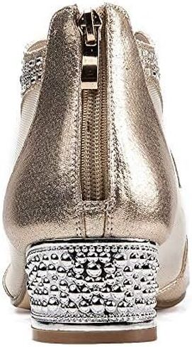 صنادل بكعب 'Nekaise' من ANN CREEK للنساء بمقدمة مفتوحة وكعب مكتنز وصنادل فستان مع جزء علوي شبكي ذهبي اللون in Kuwait