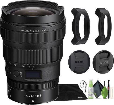عدسة تكبير Nikon NIKKOR Z مقاس 14-24 مم f/2.8 S لكاميرات Nikon Z (20097) + حافظة غطاء + مجموعة تنظيف in Saudi Arabia