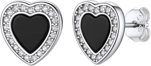 U7 925 Sterling Silver Black Onyx Stud Earrings with Viking Rune Cubic Zirconia Earrings for Men Women Girls in Saudi Arabia