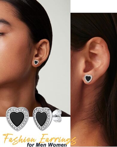 U7 925 Sterling Silver Black Onyx Stud Earrings with Viking Rune Cubic Zirconia Earrings for Men Women Girls in Saudi Arabia