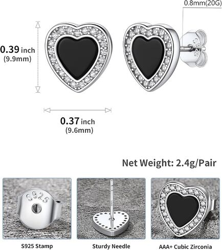 U7 925 Sterling Silver Black Onyx Stud Earrings with Viking Rune Cubic Zirconia Earrings for Men Women Girls in Saudi Arabia