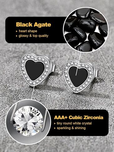 U7 925 Sterling Silver Black Onyx Stud Earrings with Viking Rune Cubic Zirconia Earrings for Men Women Girls in Saudi Arabia