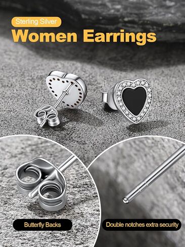 U7 925 Sterling Silver Black Onyx Stud Earrings with Viking Rune Cubic Zirconia Earrings for Men Women Girls in Saudi Arabia