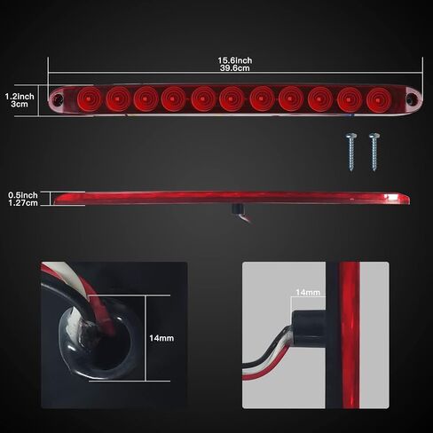 2pcs Red 16 inches 11 LED IP65 Waterproof Sealed Trailer Light Bar for Park Turn Signal Light Tail Brake Light Stop Bar Truck Trailer Marker ID Bar in Saudi Arabia