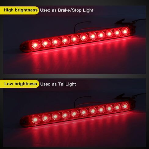 2pcs Red 16 inches 11 LED IP65 Waterproof Sealed Trailer Light Bar for Park Turn Signal Light Tail Brake Light Stop Bar Truck Trailer Marker ID Bar in Saudi Arabia
