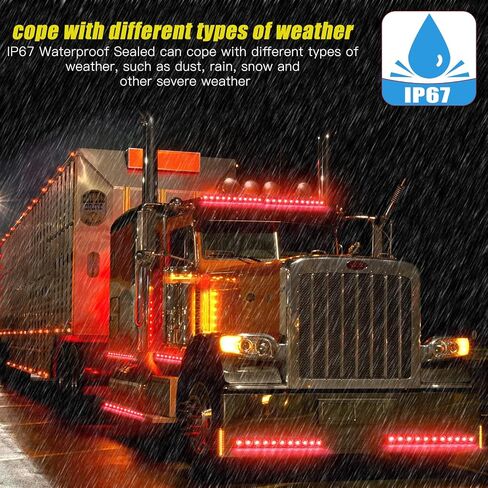 2pcs Red 16 inches 11 LED IP65 Waterproof Sealed Trailer Light Bar for Park Turn Signal Light Tail Brake Light Stop Bar Truck Trailer Marker ID Bar in Saudi Arabia