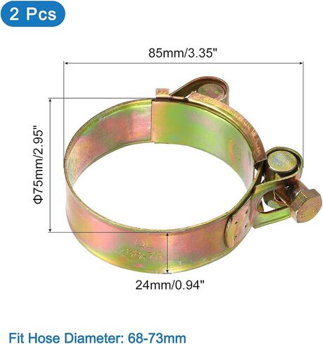 uxcell 2Pcs T-Bolt Hose Clamps, 68-73mm/2.68"-2.87" ID Range, Iron Radiator Hose Clamp Intake Clamp for Truck Exhaust in Saudi Arabia