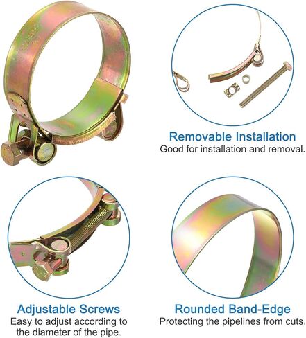 uxcell 2Pcs T-Bolt Hose Clamps, 68-73mm/2.68"-2.87" ID Range, Iron Radiator Hose Clamp Intake Clamp for Truck Exhaust in Saudi Arabia