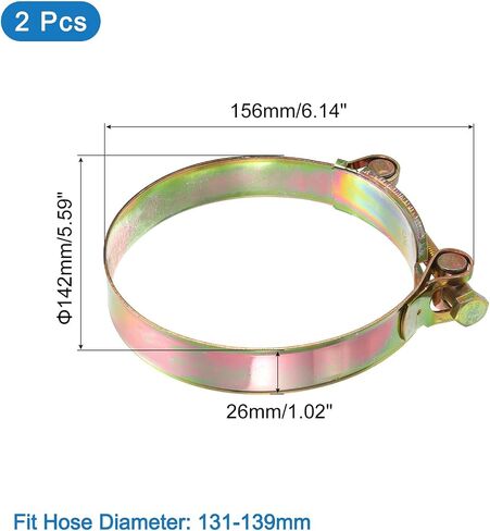 uxcell 2Pcs T-Bolt Hose Clamps, 68-73mm/2.68"-2.87" ID Range, Iron Radiator Hose Clamp Intake Clamp for Truck Exhaust in Saudi Arabia