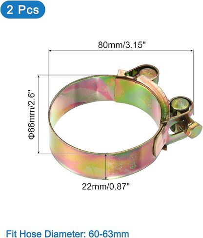 uxcell 2Pcs T-Bolt Hose Clamps, 68-73mm/2.68"-2.87" ID Range, Iron Radiator Hose Clamp Intake Clamp for Truck Exhaust in Saudi Arabia