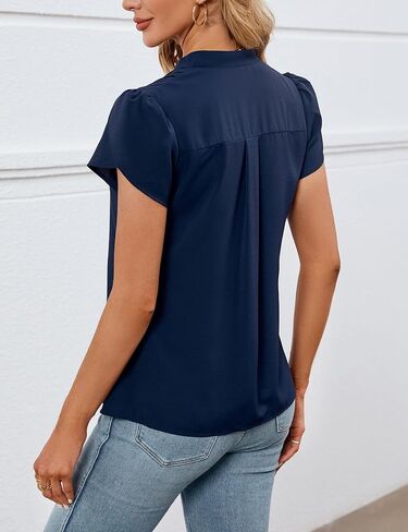 BMJL Women Dressy Casual Blouses V Neck Business Casual Tops Summer Petal Sleeve Work Shirts 2024 in Saudi Arabia