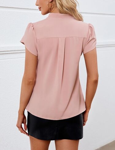 BMJL Women Dressy Casual Blouses V Neck Business Casual Tops Summer Petal Sleeve Work Shirts 2024 in Saudi Arabia
