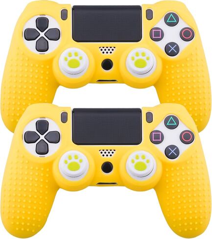 Silicone Skin for PS4 Controller x 2(Yellow) with Exclusive Thumb Grips x 4 in Saudi Arabia