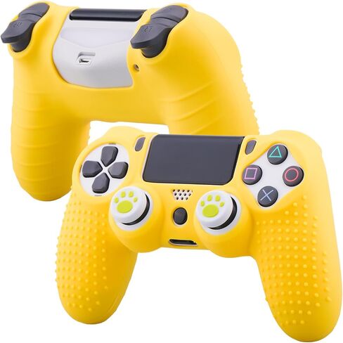 Silicone Skin for PS4 Controller x 2(Yellow) with Exclusive Thumb Grips x 4 in Saudi Arabia
