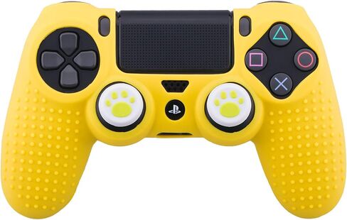 Silicone Skin for PS4 Controller x 2(Yellow) with Exclusive Thumb Grips x 4 in Saudi Arabia