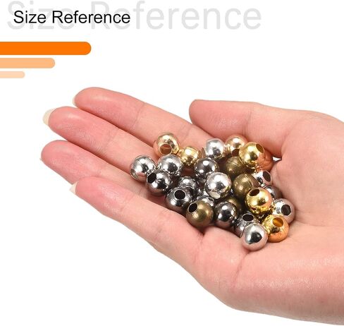 uxcell 90Pcs Smooth Round Spacer Beads, 10mm Spacer Loose Ball Beads for Jewelry Making Bracelet Necklace DIY, Copper in Saudi Arabia