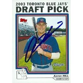 Autograph Warehouse 103224 Aaron Hill Autographed Baseball Card Toronto Blue Jays 2004 Topps No. 678 Rookie in Saudi Arabia