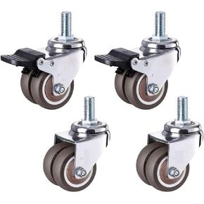 4Pcs/Set Heavy Duty Swivel Stem Rubber Caster Wheels M10 X 25mm Locking Casters 50mm(Set 2) in Saudi Arabia