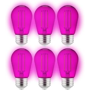 Diodesy- LED S14 String Black Light Replacement Bulb 2W (25W Equivalent) E26 Medium Base ‎Dimmable Vintage Edison Filament Colored Glass for Party Decoration Holiday Lighting Patio Backyard Pack of 6 in Saudi Arabia