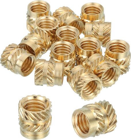 MECCANIXITY 16 Pcs Threaded Inserts, M6 Brass Heat Set Insert for 3D Printing and Plastic Material Female Knurled Insert Nuts for Laptops Electronic Products, M6x8x8mm in Kuwait