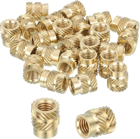 MECCANIXITY 16 Pcs Threaded Inserts, M6 Brass Heat Set Insert for 3D Printing and Plastic Material Female Knurled Insert Nuts for Laptops Electronic Products, M6x8x8mm in Kuwait