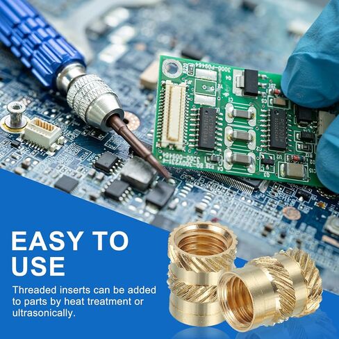MECCANIXITY 16 Pcs Threaded Inserts, M6 Brass Heat Set Insert for 3D Printing and Plastic Material Female Knurled Insert Nuts for Laptops Electronic Products, M6x8x8mm in Kuwait