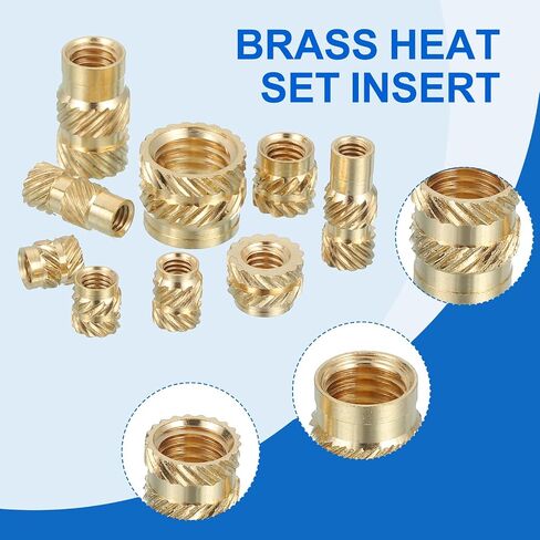 MECCANIXITY 16 Pcs Threaded Inserts, M6 Brass Heat Set Insert for 3D Printing and Plastic Material Female Knurled Insert Nuts for Laptops Electronic Products, M6x8x8mm in Kuwait
