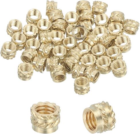 MECCANIXITY 16 Pcs Threaded Inserts, M6 Brass Heat Set Insert for 3D Printing and Plastic Material Female Knurled Insert Nuts for Laptops Electronic Products, M6x8x8mm in Kuwait