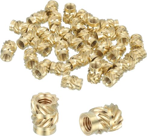 MECCANIXITY 16 Pcs Threaded Inserts, M6 Brass Heat Set Insert for 3D Printing and Plastic Material Female Knurled Insert Nuts for Laptops Electronic Products, M6x8x8mm in Kuwait