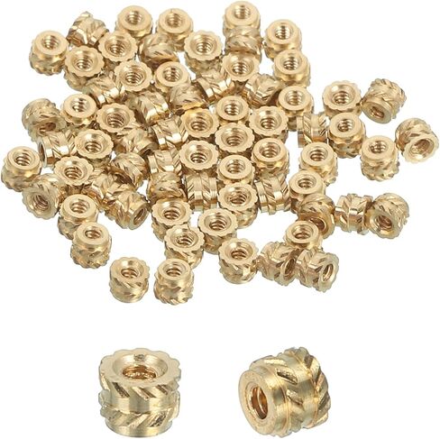MECCANIXITY 16 Pcs Threaded Inserts, M6 Brass Heat Set Insert for 3D Printing and Plastic Material Female Knurled Insert Nuts for Laptops Electronic Products, M6x8x8mm in Saudi Arabia