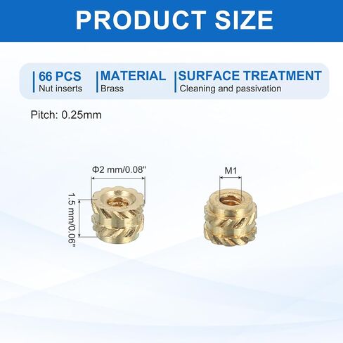 MECCANIXITY 16 Pcs Threaded Inserts, M6 Brass Heat Set Insert for 3D Printing and Plastic Material Female Knurled Insert Nuts for Laptops Electronic Products, M6x8x8mm in Saudi Arabia
