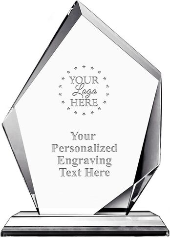 6" H Custom Apex Award, Upload Your Own Logo Crystal Trophy with Free Personalization in Saudi Arabia