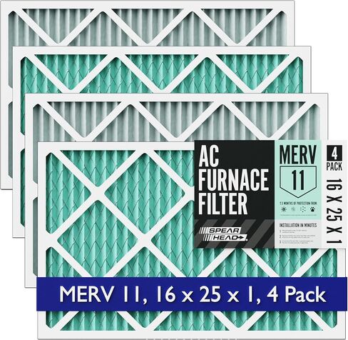 Spearhead [20x25x1, 4-PK] MERV 11+ EPA-Registered Odor Defense HVAC AC Furnace Filter w/Rigid Frame, Clog-Free Design, Verified Efficiency & Quiet Filtration in Kuwait