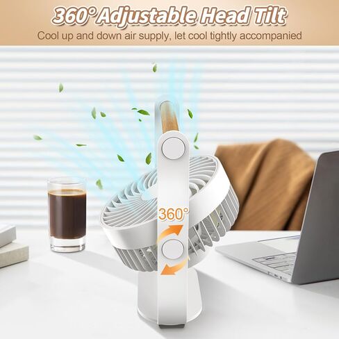مروحة مكتب 8 بوصة ، مراوح طاولة لغرفة النوم ، مروحة صغيرة متذبذبة ، مروحة مكتب قابلة للشحن مع 4 سرعات ، مروحة USB هادئة للمسكن والمنزل والمكتب in Kuwait