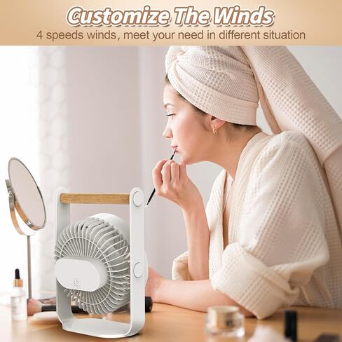 مروحة مكتب 8 بوصة ، مراوح طاولة لغرفة النوم ، مروحة صغيرة متذبذبة ، مروحة مكتب قابلة للشحن مع 4 سرعات ، مروحة USB هادئة للمسكن والمنزل والمكتب in Kuwait