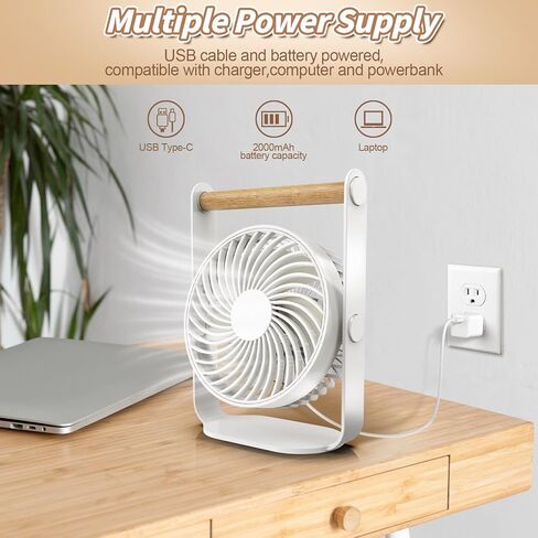 مروحة مكتب 8 بوصة ، مراوح طاولة لغرفة النوم ، مروحة صغيرة متذبذبة ، مروحة مكتب قابلة للشحن مع 4 سرعات ، مروحة USB هادئة للمسكن والمنزل والمكتب in Kuwait