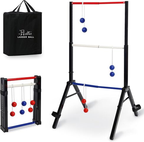 Metal Frame Ladder Ball Game Set - Portable Outdoor Games Ladder Toss with Scorekeeper - Includes 6 Bolas and Carry Case in Saudi Arabia