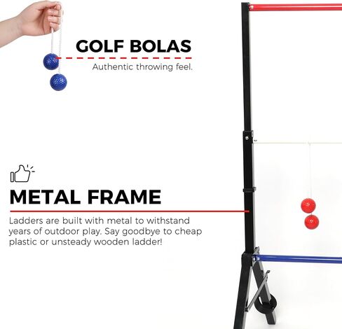 Metal Frame Ladder Ball Game Set - Portable Outdoor Games Ladder Toss with Scorekeeper - Includes 6 Bolas and Carry Case in Saudi Arabia