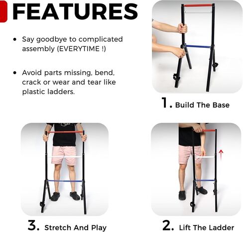 Metal Frame Ladder Ball Game Set - Portable Outdoor Games Ladder Toss with Scorekeeper - Includes 6 Bolas and Carry Case in Saudi Arabia