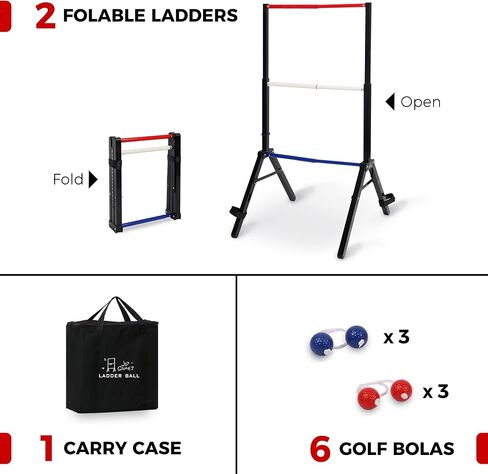 Metal Frame Ladder Ball Game Set - Portable Outdoor Games Ladder Toss with Scorekeeper - Includes 6 Bolas and Carry Case in Saudi Arabia