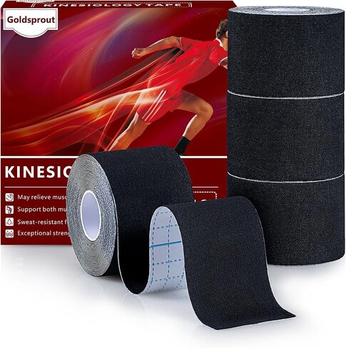 Kinesiology Tape (4 Rolls Pack),Waterproof Athletic Tape for Pain Relief,Brace & Elastic Supports Tapes for Ankle Wrists Knees Joints,2 Inches Wide x 16.4 Feet Long (Mixed) in Saudi Arabia