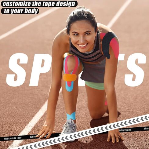 Kinesiology Tape (4 Rolls Pack),Waterproof Athletic Tape for Pain Relief,Brace & Elastic Supports Tapes for Ankle Wrists Knees Joints,2 Inches Wide x 16.4 Feet Long (Mixed) in Saudi Arabia