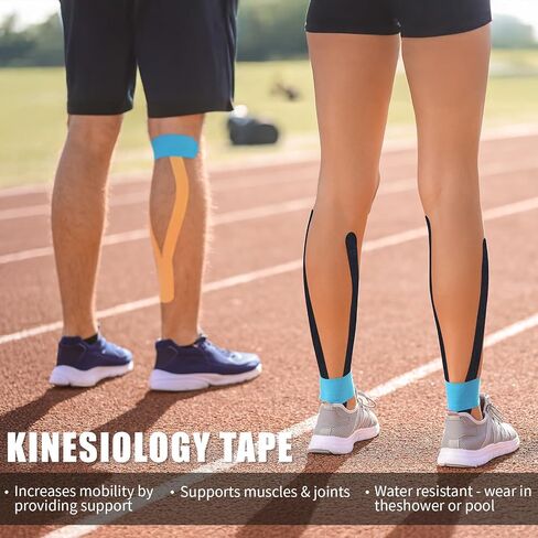 Kinesiology Tape (4 Rolls Pack),Waterproof Athletic Tape for Pain Relief,Brace & Elastic Supports Tapes for Ankle Wrists Knees Joints,2 Inches Wide x 16.4 Feet Long (Mixed) in Saudi Arabia
