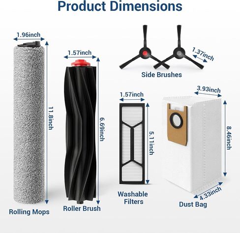 20 ملحقًا لقطع الغيار البديل لـ Eufy S1 Pro Omni ، S1 Robot Vacuums Kit ، 2 Mops Rolling ، 1 Brush الأسطوانة ، 4 مرشحات HEPA ، 6 فرش جانبية ، 6 أكياس غبار ، 1 أداة نظيفة in Saudi Arabia