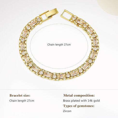 Cicy Bell Womens Double Layered Link Bracelets 18K Gold Plated Cubic Zirconia Tennis Bracelets Sets Trendy Jewelry Gifts for Lover Mom Friends in Saudi Arabia